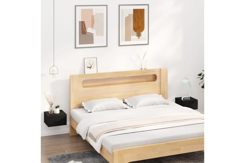 beBasic væghængte sengeborde 2 stk. 35x35x20 cm sort - Sort - Møbler - Borde - Aflastningsbord - Sengebord