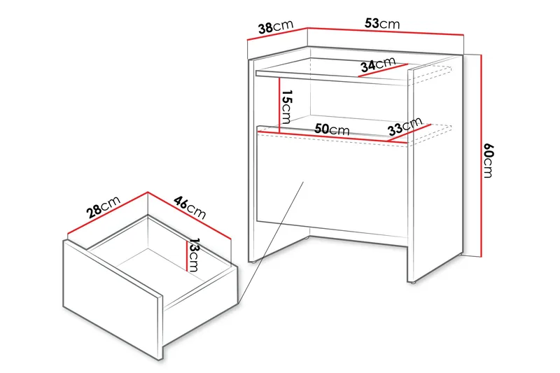 Bellia Sidebord 38 cm - Beige - Møbler - Borde - Aflastningsbord - Lampebord