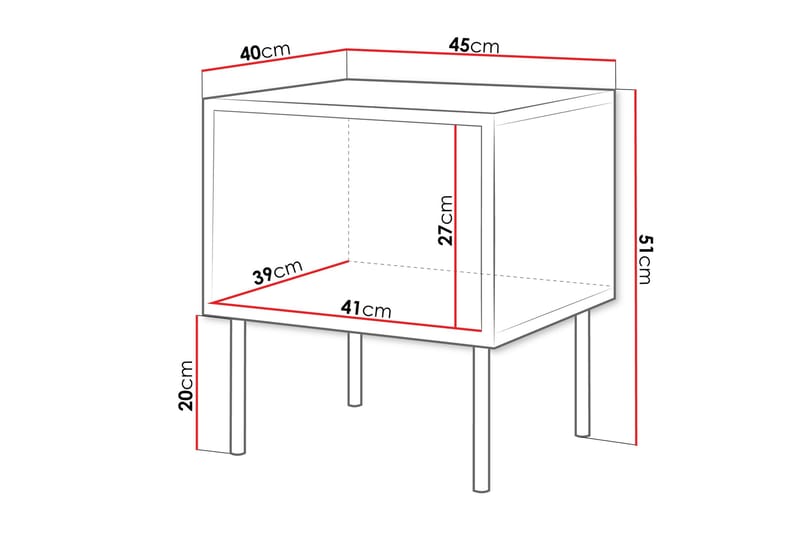 Belonger Natbord 45 cm - Sort/Valnød - Møbler - Borde - Aflastningsbord - Sengebord