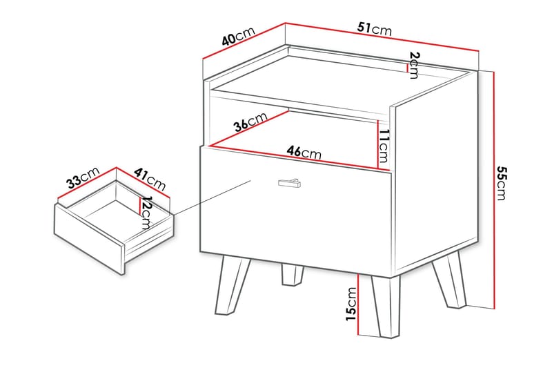 Betsi Sengebord 51 cm - Møbler - Borde - Aflastningsbord - Sengebord