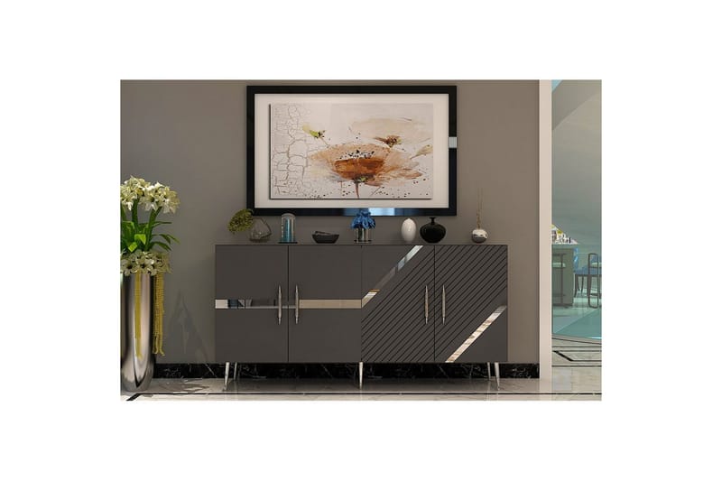Bielany Konsolbord 150 cm - Grafitgrå/Sølv - Møbler - Borde - Aflastningsbord - Entrébord