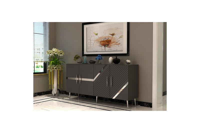 Bielany Konsolbord 150 cm - Grafitgrå/Sølv - Møbler - Borde - Aflastningsbord - Entrébord