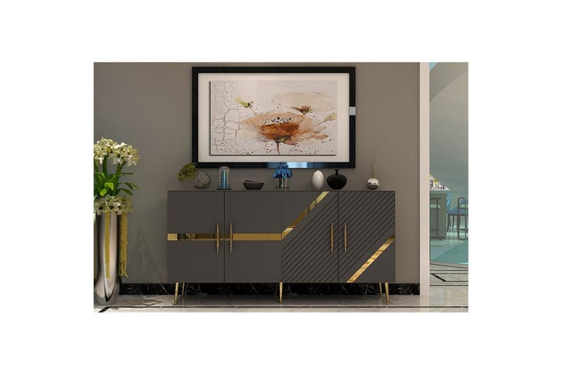Bielany Konsolbord 150 cm - Guld/Grafitgrå - Møbler - Borde - Aflastningsbord - Entrébord