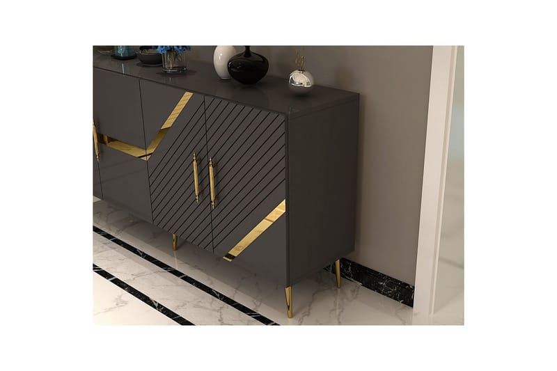 Bielany Konsolbord 150 cm - Guld/Grafitgrå - Møbler - Borde - Aflastningsbord - Entrébord