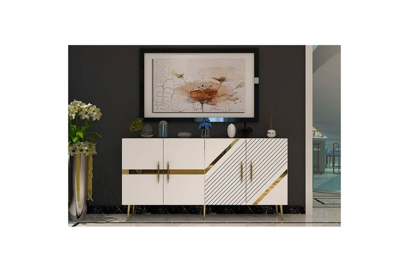 Bielany Konsolbord 150 cm - Guld/Hvid - Møbler - Borde - Aflastningsbord - Entrébord