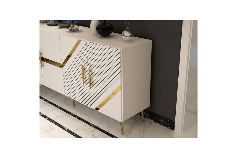 Bielany Konsolbord 150 cm - Guld/Hvid - Møbler - Borde - Aflastningsbord - Entrébord