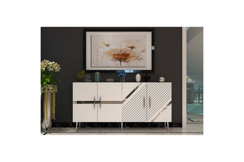 Bielany Konsolbord 150 cm - Hvid/Sølv - Møbler - Borde - Aflastningsbord - Entrébord