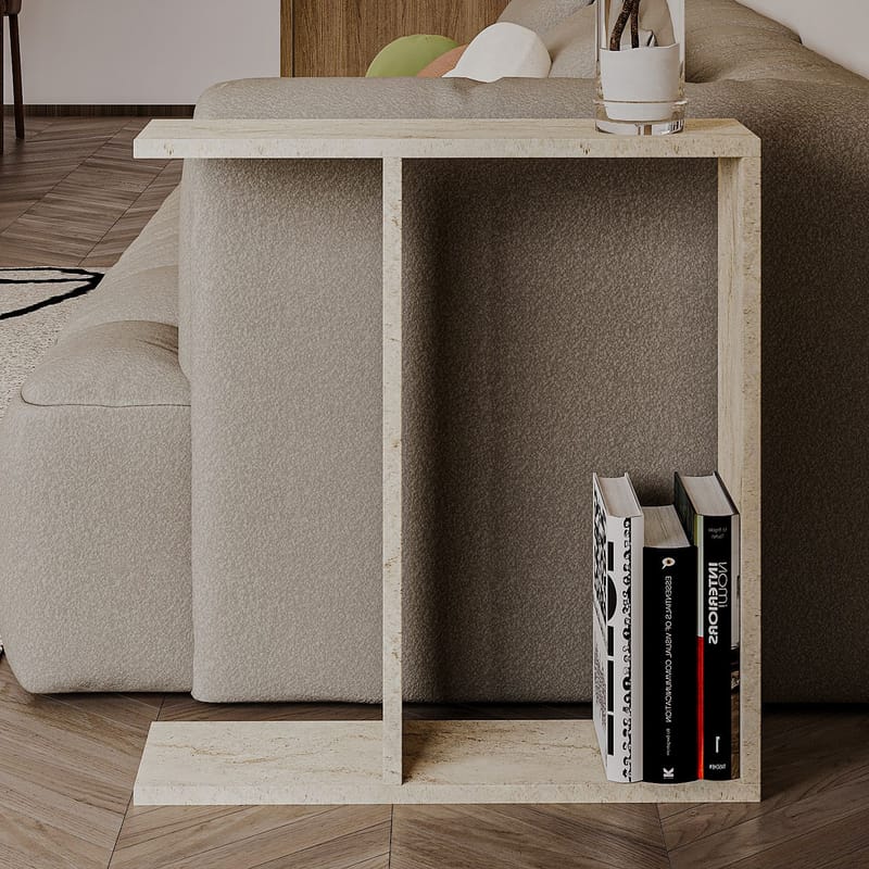 Bingdi Sidebord 60x60x60 cm - Travertin - Møbler - Borde - Aflastningsbord - Lampebord