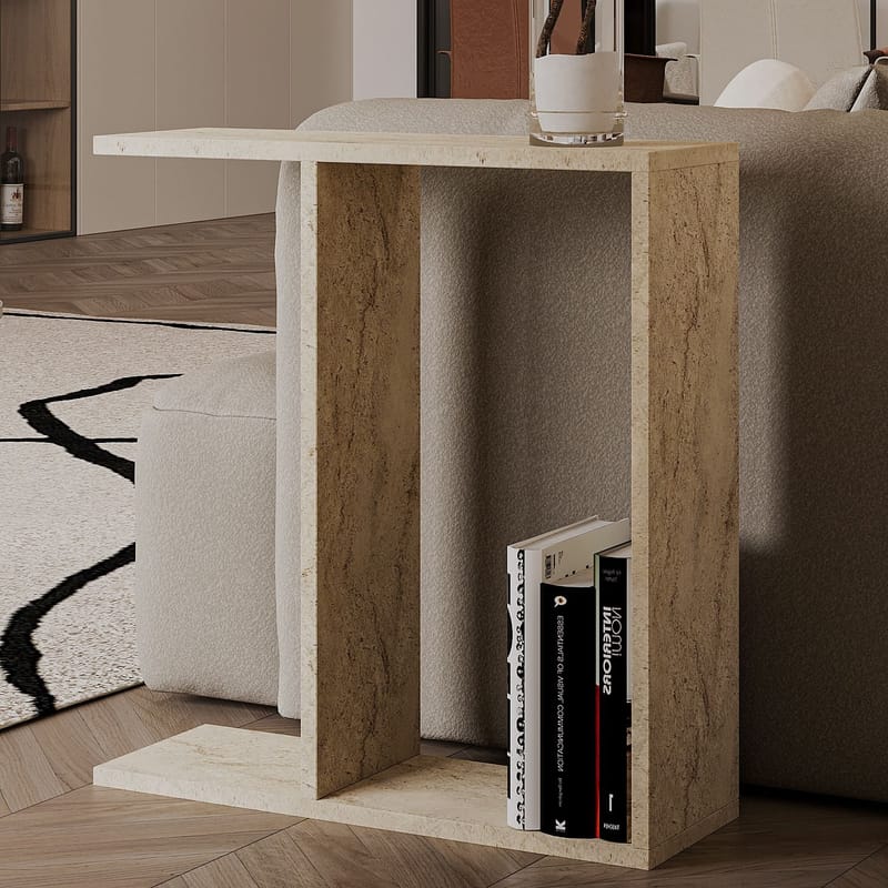 Bingdi Sidebord 60x60x60 cm - Travertin - Møbler - Borde - Aflastningsbord - Lampebord