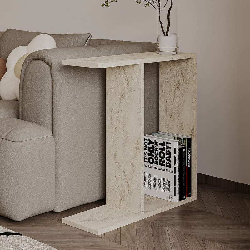 Bingdi Sidebord 60x60x60 cm - Travertin - Møbler - Borde - Aflastningsbord - Lampebord