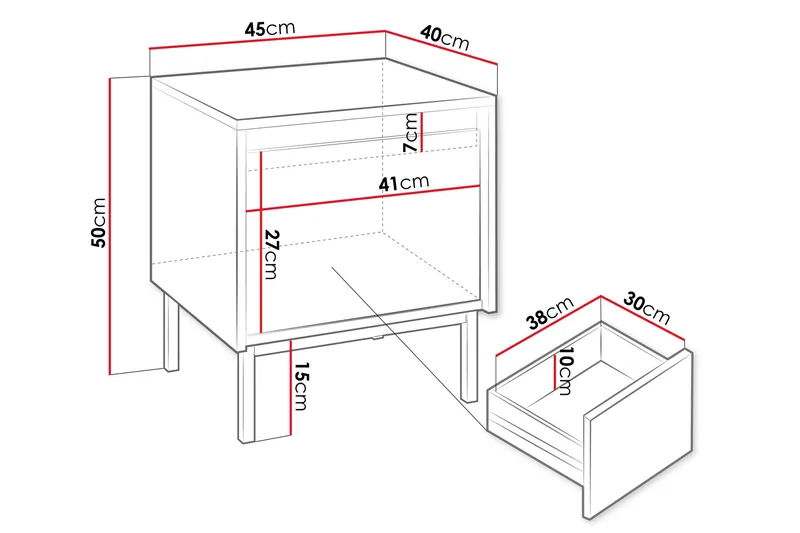 Bjurholm Natbord 45 cm - Sort - Møbler - Borde - Aflastningsbord - Sengebord