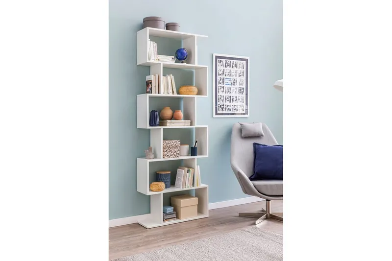 Bogreol Wohnling Elegant med 6 forskudte opbevaringshylder - Opbevaring - Hylder & Reoler - Bogreol