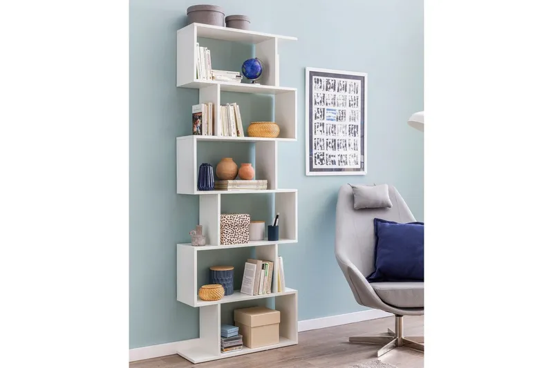 Bogreol Wohnling Elegant med 6 forskudte opbevaringshylder - Opbevaring - Hylder & Reoler - Bogreol