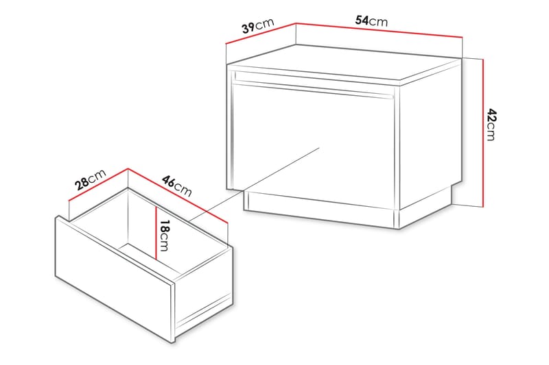 Bolstan Natbord 54 cm - Sort - Møbler - Borde - Aflastningsbord - Sengebord
