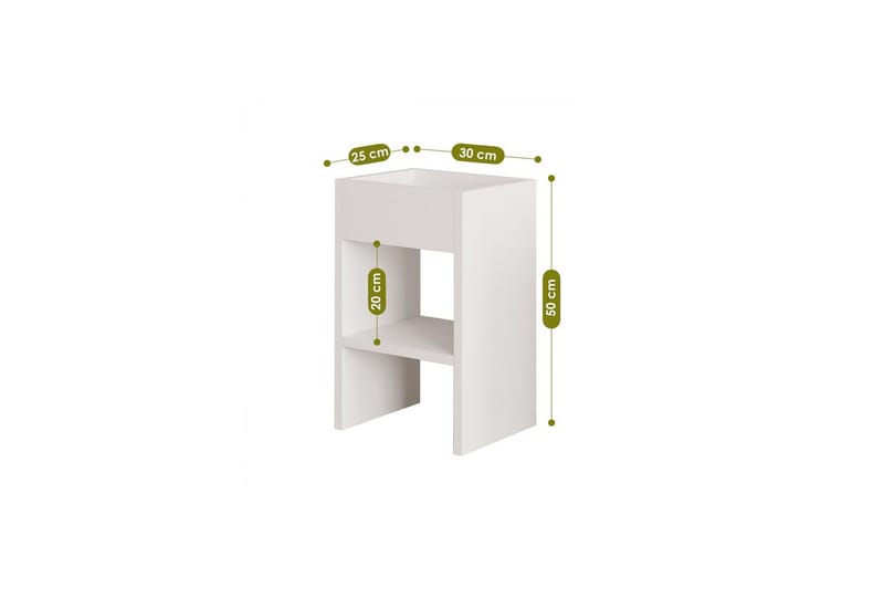 Brendale Sidebord 30 cm - Hvid - Møbler - Borde - Aflastningsbord - Lampebord