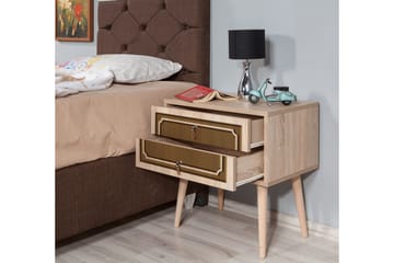 Brokind Sengebord 60 cm med Opbevaring 2 Skuffer Dekor - Natur/Brun - Møbler - Borde - Aflastningsbord - Sengebord