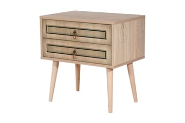 Brokind Sengebord 60 cm med Opbevaring 2 Skuffer - Natur/Brun - Møbler - Borde - Aflastningsbord - Sengebord