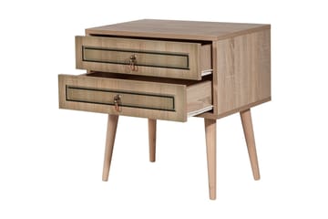 Brokind Sengebord 60 cm med Opbevaring 2 Skuffer - Natur/Brun - Møbler - Borde - Aflastningsbord - Sengebord