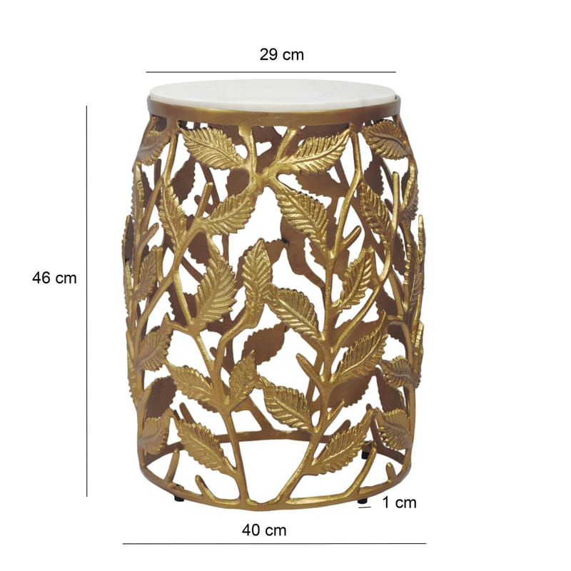 Ceron rundt sidebord 40 cm med marmorplade - hvid guld - Møbler - Borde - Aflastningsbord - Lampebord