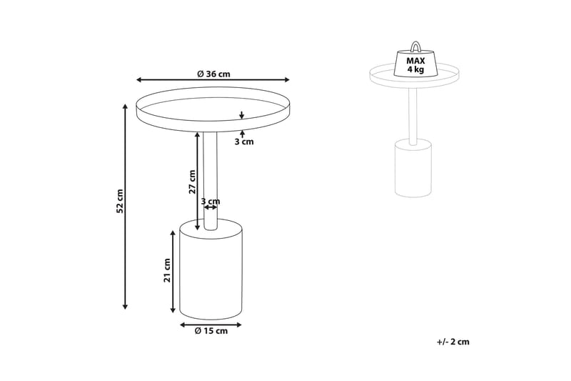 Charis Sidebord 36 cm - Guld/Hvid - Møbler - Borde - Aflastningsbord - Lampebord