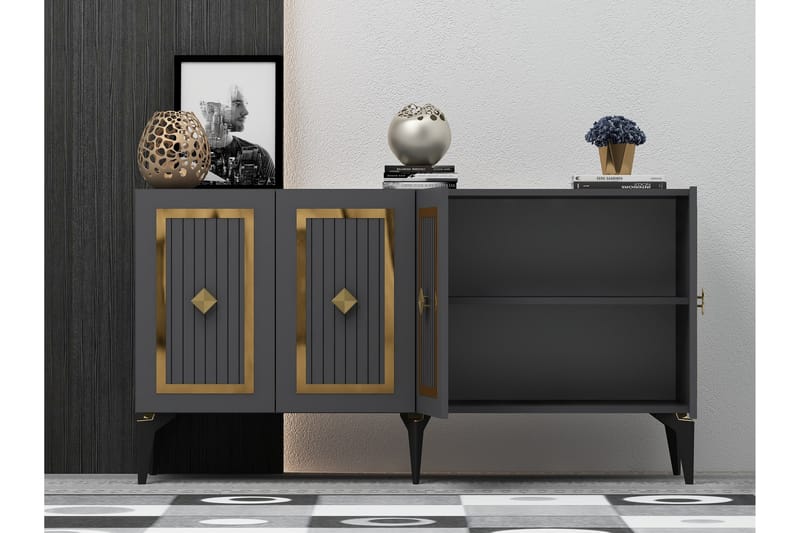 Childress Konsolbord 150 cm - Antracit/Guld - Møbler - Borde - Aflastningsbord - Entrébord
