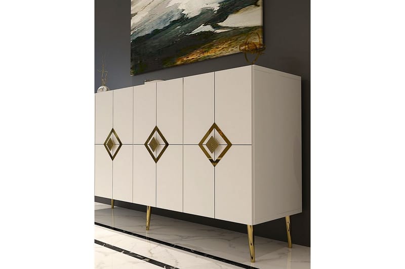 Cleryn Konsolbord 150 cm - Hvid/Guld - Møbler - Borde - Aflastningsbord - Entrébord