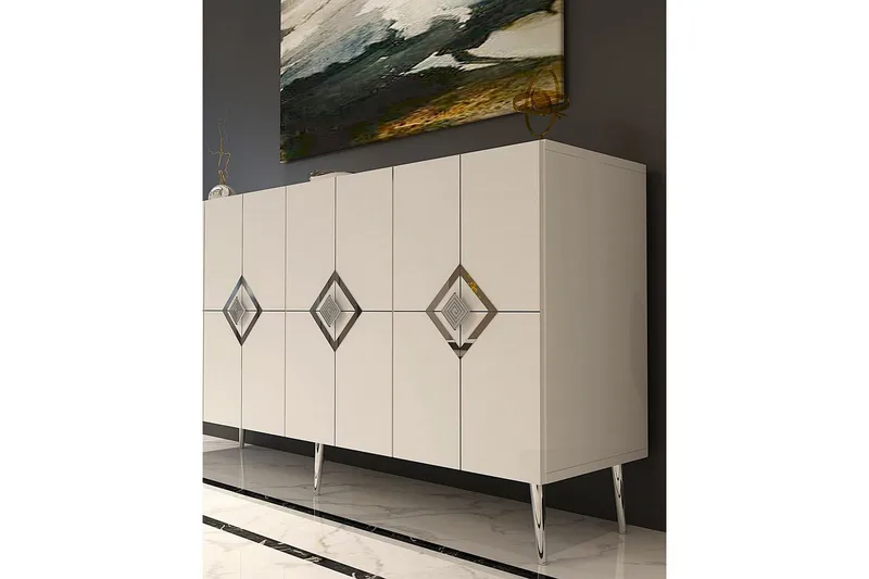 Cleryn Konsolbord 150 cm - Hvid/Sølv - Møbler - Borde - Aflastningsbord - Entrébord