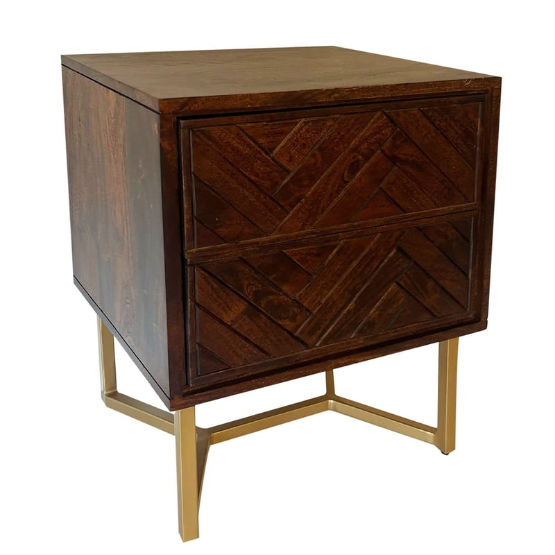 Corora natbord 45 cm industriel stil, varm mørkebrun og guld
