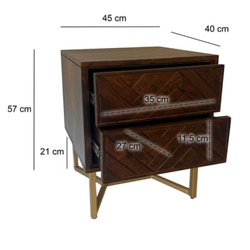 Corora natbord 45 cm industriel stil - varm mørkebrun og guld - Møbler - Borde - Aflastningsbord - Sengebord
