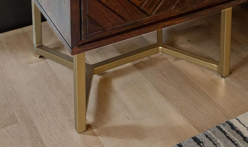 Corora natbord 45 cm industriel stil - varm mørkebrun og guld - Møbler - Borde - Aflastningsbord - Sengebord