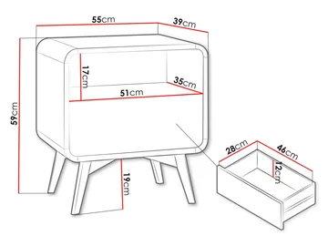 Corvan Sengebord 55 cm - Møbler - Borde - Aflastningsbord - Sengebord