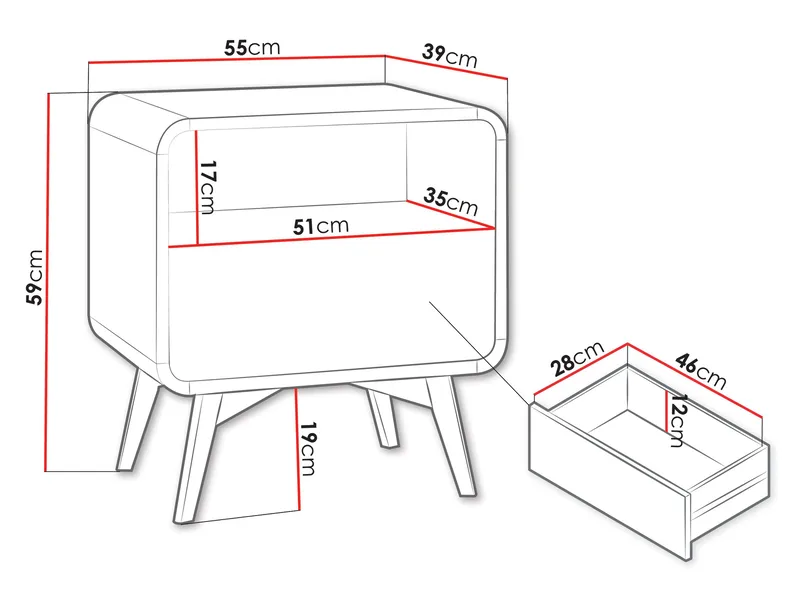 Corvan Sengebord 55 cm - Møbler - Borde - Aflastningsbord - Sengebord