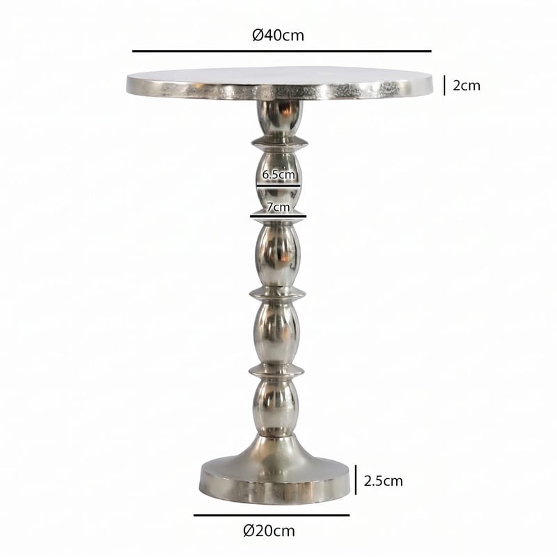 Dalor rundt sidebord 40 cm i aluminium med rå finish - sølv - Møbler - Borde - Aflastningsbord - Konsolbord & sidebord