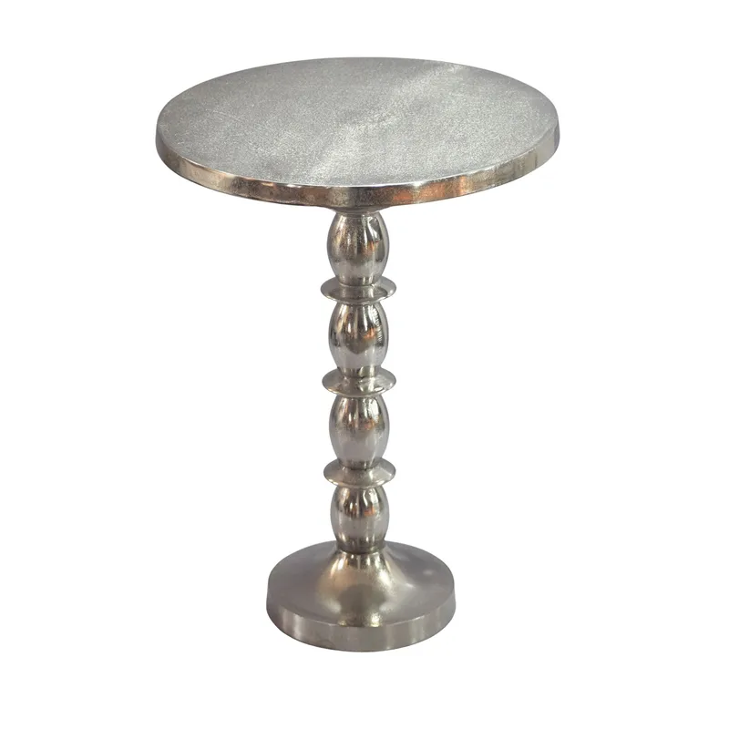 Dalor rundt sidebord 40 cm i aluminium med rå finish, sølv