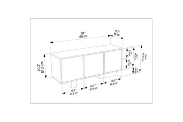 Dargaville Konsolbord 150 cm - Sort/Valnød - Opbevaring - Opbevaringsmøbler - Skænke & sideboards