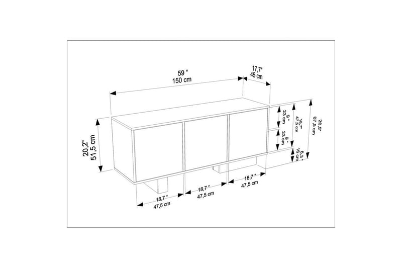 Dargaville Konsolbord 150 cm - Sort/Valnød - Møbler - Borde - Aflastningsbord - Entrébord