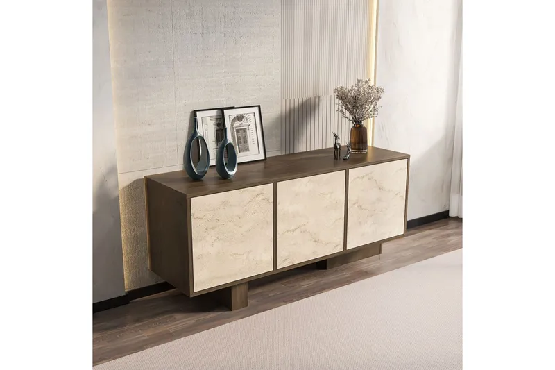 Dargaville Konsolbord 150 cm - Valnød/Travertin - Opbevaring - Opbevaringsmøbler - Skænke & sideboards