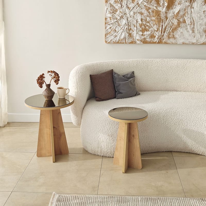 Dasina sidebord 2 dele 50 cm - Bronzie / Safir Eg - Møbler - Borde - Aflastningsbord - Indskudsborde