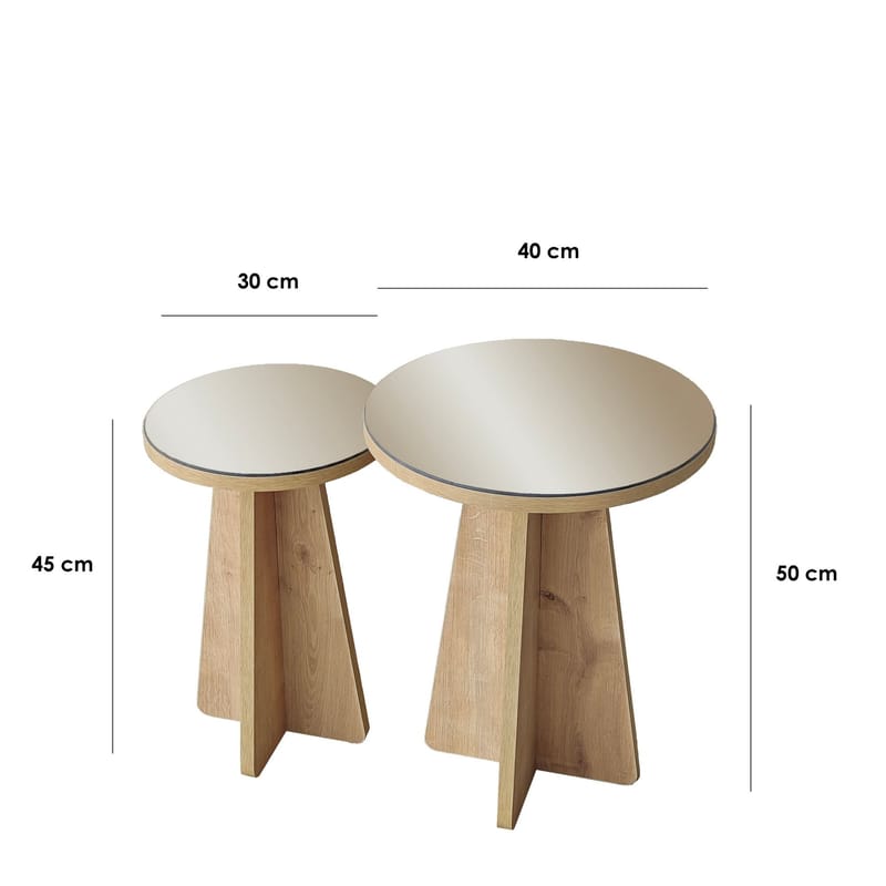 Dasina sidebord 2 dele 50 cm - Bronzie / Safir Eg - Møbler - Borde - Aflastningsbord - Indskudsborde