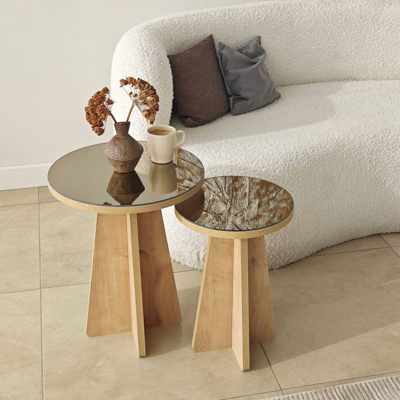 Dasina sidebord 2 dele 50 cm - Bronzie/Safir Eg - Møbler - Borde - Aflastningsbord - Indskudsborde
