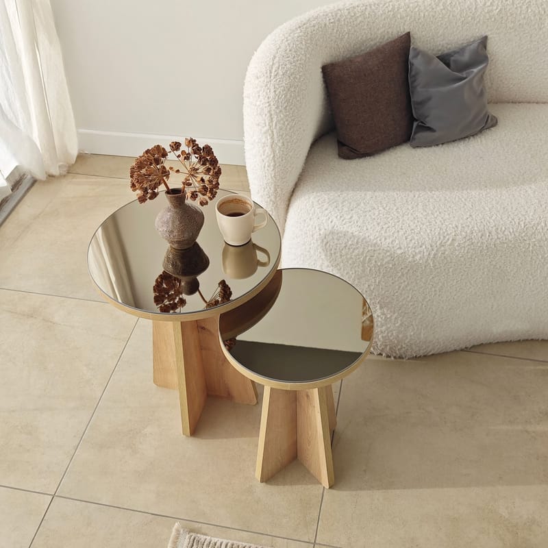 Dasina sidebord 2 dele 50 cm - Bronzie/Safir Eg - Møbler - Borde - Aflastningsbord - Indskudsborde