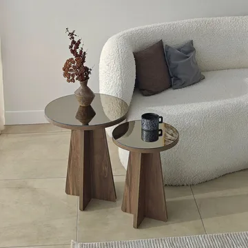 Dasina sidebord 2 dele 50 cm - Bronzie/Valnød - Møbler - Borde - Aflastningsbord - Indskudsborde