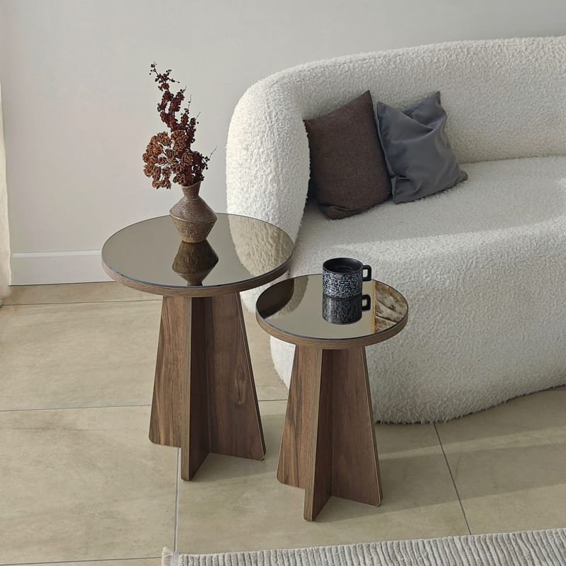 Dasina sidebord 2 dele 50 cm - Bronzie/Valnød - Møbler - Borde - Aflastningsbord - Indskudsborde