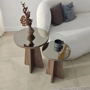 Dasina sidebord 2 dele 50 cm - Bronzie/Valnød - Møbler - Borde - Aflastningsbord - Indskudsborde
