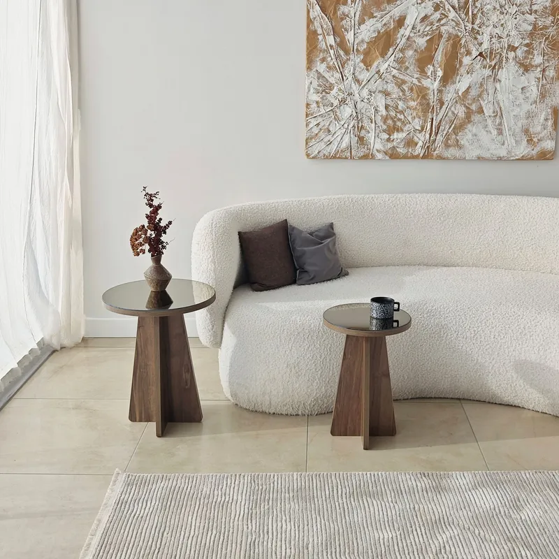 Dasina sidebord 2 dele 50 cm - Bronzie/Valnød - Møbler - Borde - Aflastningsbord - Indskudsborde