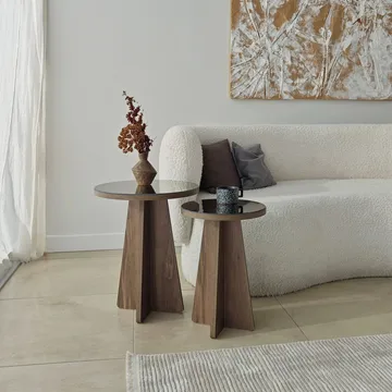 Dasina sidebord 2 dele 50 cm - Bronzie/Valnød - Møbler - Borde - Aflastningsbord - Indskudsborde