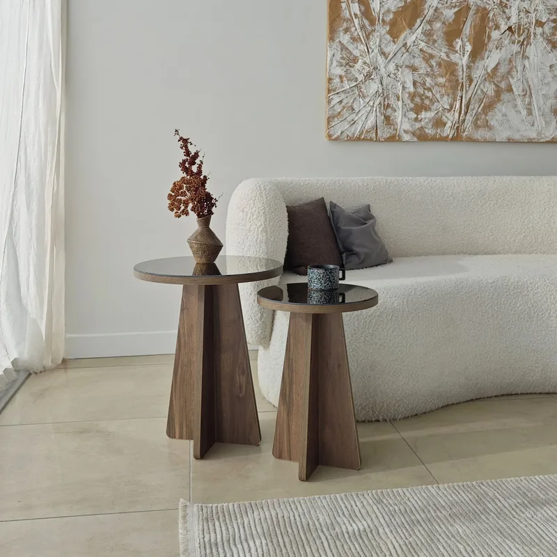 Dasina sidebord 2 dele 50 cm - Bronzie/Valnød - Møbler - Borde - Aflastningsbord - Indskudsborde