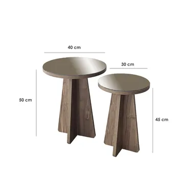 Dasina sidebord 2 dele 50 cm - Bronzie/Valnød - Møbler - Borde - Aflastningsbord - Indskudsborde