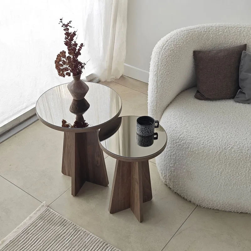 Dasina sidebord 2 dele 50 cm - Bronzie/Valnød - Møbler - Borde - Aflastningsbord - Indskudsborde