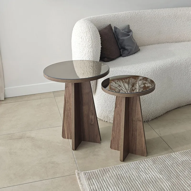 Dasina sidebord 2 dele 50 cm - Bronzie/Valnød - Møbler - Borde - Aflastningsbord - Indskudsborde